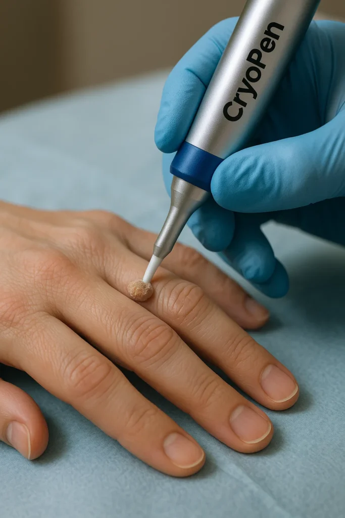 example of cryopen wart removal Redbourn treatment on a persons finger