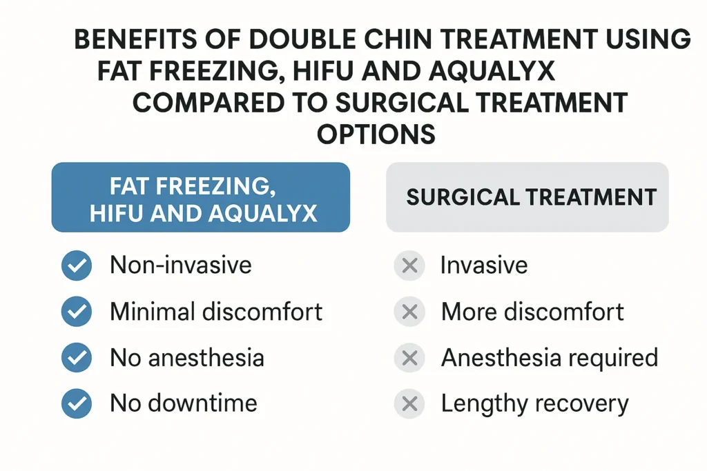Graphic about the benefits of double chin treatment Redbourn - from LA LIPO